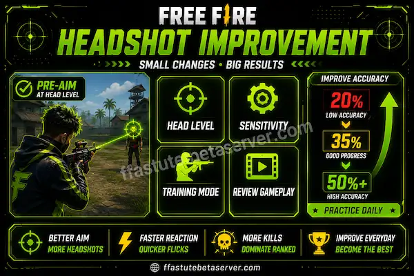 Free Fire Headshot Rate Calculator 2 Free Fire headshot improvement guide showing pre aim training and sensitivity adjustments
