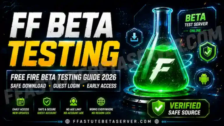 FF Beta Testing — Free Fire Beta APK Guide 2026 3 FF beta testing guide 2026 showing Free Fire beta APK early access to new characters maps weapons and Free Fire MAX beta features through Astute Beta Server