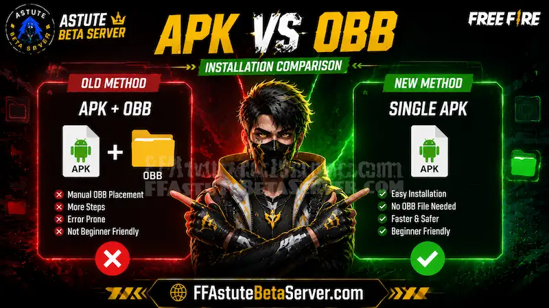 free fire apk obb old format vs new single APK installation method comparison